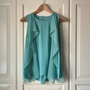 NWT BCBGMAXAZRIA Ivorie Open Back Flowy Sleeveless Blouae - Light Aqua